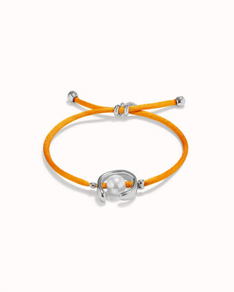 18K gold-plated orange thread bracelet with shell pearl accessory